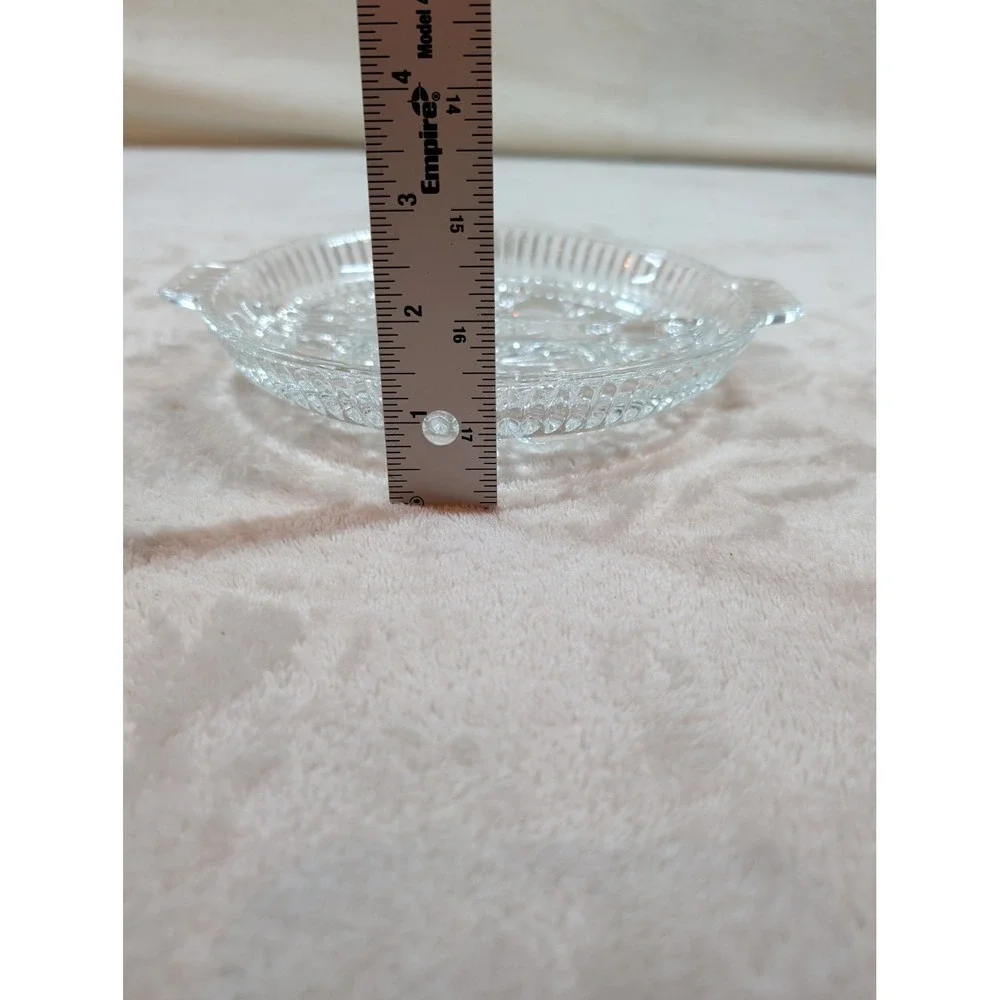 Vtg Clear Pressed Glass Divided Relish‎ Dish Sunburst Serving Tray with Handles